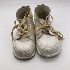 Par de macacos de salto vintage de couro branco com cadarço sapatos de bebê década de 1950 comprar usado  Enviando para Brazil