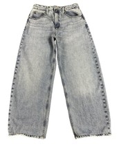 QUADRO Jeans Feminino 29 Azul Divino Perna Larga Desgastado Bainha Crua Cintura Alta Denim comprar usado  Enviando para Brazil