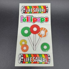 Adesivos pirulitos vintage da década de 1980 Puffy Lifesavers em folha salva-vidas doces, usado comprar usado  Enviando para Brazil
