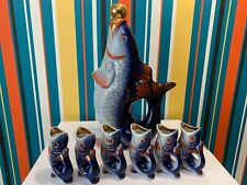 Decantador de peixe de porcelana soviética e 6 copos de shot para licor ou vodka vintage comprar usado  Enviando para Brazil