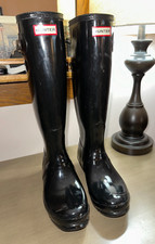 Usado, Botas de chuva HUNTER W's originais alto brilho EUA 10 UE 42 pretas comprar usado  Enviando para Brazil