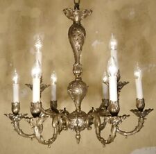 Usado, LUSTRE DE PRATA ANTIGO LÂMPADA DE TETO 9 LUZES ACABAMENTO NÍQUEL LATÃO Ø25" comprar usado  Enviando para Brazil