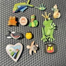 Lote 12 ímãs de geladeira retrô vintage SAPO TARTARUGA PORCO PEIXE LADY BUG E MAIS, usado comprar usado  Enviando para Brazil