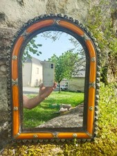 Espelho de parede arqueado vintage – Moldura ornamentada de bronze e âmbar – Boho Gothic Home Deco comprar usado  Enviando para Brazil