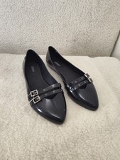 Usado, Sapatos confortáveis femininos Zaxy plano 8 preto biqueira pontiaguda geléia alça dupla fivela comprar usado  Enviando para Brazil