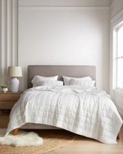 CONJUNTO DE COLCHA CAIXA DE LINHO EUROPEU MARMELO KING CAL KING COVERLET COLCHA BRANCA NOVA SEM ETIQUETAS comprar usado  Enviando para Brazil