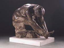 Używany, Uderzająca japońska vintage (1950-60s) brązowa leżąca naga figurka kobiety, shinji na sprzedaż  Wysyłka do Poland