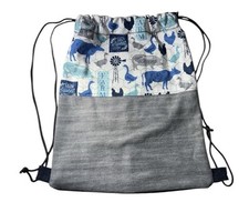 Mochila de cordão denim feita à mão animais de fazenda galinha porco pato moinho de vento comprar usado  Enviando para Brazil