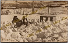 Cartão postal cavalo e buggy na neve à deriva RPPC foto real Eo comprar usado  Enviando para Brazil