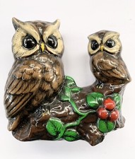Estatueta MCM coruja mãe bebê ramo bagas natureza 5” X 5” cerâmica vintage em excelente estado usado comprar usado  Enviando para Brazil