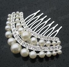 VINTAGE estilo RETRO ventilador PÉROLA strass PENTE DE CABELO DE CRISTAL slide/pin BRIDAL comprar usado  Enviando para Brazil