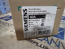 NOVO na caixa SIEMENS B36000S01 3p 60 amp 240v parafuso no disjuntor com viagem de derivação, usado comprar usado  Enviando para Brazil