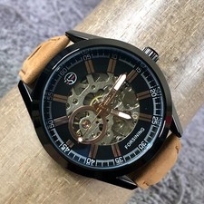 Relógio automático Forsining masculino A2 militar esqueleto mostrador couro marrom 43mm 8", usado comprar usado  Enviando para Brazil