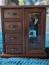 Usado, Porta com painéis de vitral vintage estilo guarda-roupa caixa de joias comprar usado  Enviando para Brazil