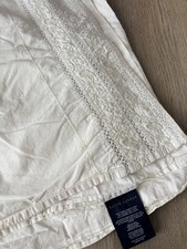 Vintage Ralph Lauren KING Lençol Plano Marfim Bordado Crochê Algodão comprar usado  Enviando para Brazil