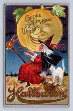 Usado, BASSOURA MORCEGOS GATOS LUA BRUXA HALLOWEEN EM RELEVO M.L. CARTÃO POSTAL JACKSON 1911 comprar usado  Enviando para Brazil