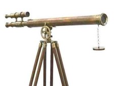 Telescópio antigo de piso náutico de latão 39 polegadas com suporte para tripé de madeira comprar usado  Enviando para Brazil