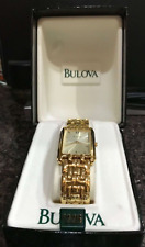 Relógio Bulova quartzo vintage retangular tom dourado pulseira ajustável T-8 comprar usado  Enviando para Brazil