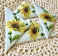 4 painéis antigos Limoges França 4-1/4”x 3” cerâmica azulejo girassol girassol silvestre comprar usado  Enviando para Brazil
