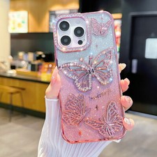 Capa brilho brilho borboleta para iPhone 17 16 Pro Max 15 14 13 12 11 Pro, usado comprar usado  Enviando para Brazil