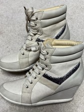 Tênis feminino com cadarço e zíper salto cunha escondido tênis botas de tornozelo sapatos 7,5 comprar usado  Enviando para Brazil