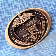 Fivela de cinto social Oregon Statehood 1859 # RC vintage anos 70 TBF Heritage em perfeito estado. QRT622, usado comprar usado  Enviando para Brazil