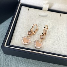 Authentic❈Chopard❈Happy Hearts Earrings 18K Rose Gold Diamonds Au750 comprar usado  Enviando para Brazil