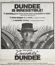 1986 CROCODILO DUNDEE Filme 1ª Semana Newsprint AD New York Times 28x35cm NYT comprar usado  Enviando para Brazil