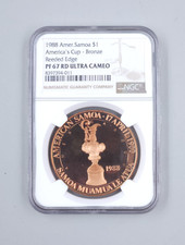 Moeda America's Cup (bronze) borda cana PF67 1988 Samoa Americana $1 comprar usado  Enviando para Brazil