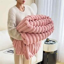 Luxurious Ultra-Soft Double Sofa Blanket Plush Fleece with Elastic Stripes comprar usado  Enviando para Brazil