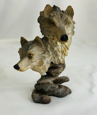 Estatueta de estátua de lobo de resina - Estatueta de dois lobos - 4” de altura - MRH  comprar usado  Enviando para Brazil