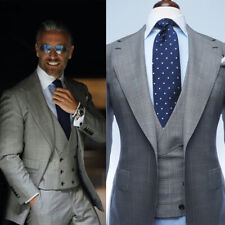 Blazer formal masculino feito à mão terno cinza personalizado 3 peças feito à mão para noivo empresarial comprar usado  Enviando para Brazil