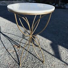 Mesa branca 18” redonda mármore tampo 27” lateral acento base atômica MCM Regency DECO comprar usado  Enviando para Brazil