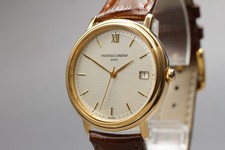 Usado, [CLA’d quase perfeito] Frederique relógio masculino de quartzo data mostrador romano ouro constante Frederique comprar usado  Enviando para Brazil