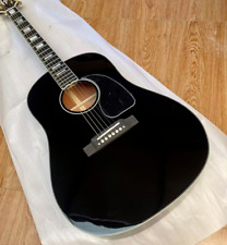 Usado, Novo J-45 Guitarra Acústica Personalizada Madeira Maciça Ébano Fd Porca Óssea/Sela Preto comprar usado  Enviando para Brazil