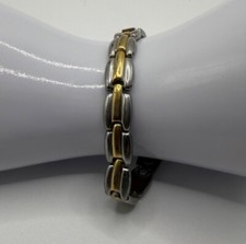Pulseira de elos de terapia magnética de aço inoxidável 8 polegadas dois tons comprar usado  Enviando para Brazil