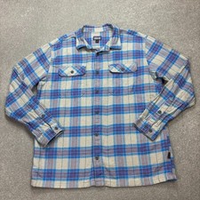 Usado, Camisa Patagonia Adulto Grande Azul Botão para Cima Flanela Caminhada Xadrez Havaiano Masculina comprar usado  Enviando para Brazil