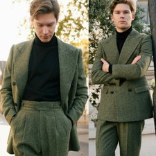 Usado, Ternos masculinos de tweed verde espinha de peixe pico largo lapela casamento empresarial smoking comprar usado Usado, Ternos masculinos de tweed verde espinha de peixe pico largo lapela casamento empresarial smoking comprar usado  Enviando para Brazil