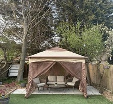 Gazebo pop-up 3,5x3,5m resistente com mosquiteiro cor marrom comprar usado  Enviando para Brazil