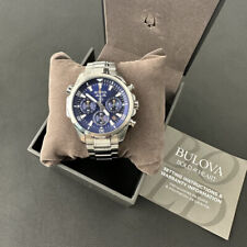 Bulova Marine Star/96B256 cronógrafo mostrador azul 6S20/relógio de quartzo suíço 43 mm comprar usado  Enviando para Brazil