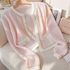 Jaqueta cardigãs feminina de malha moda suéter manga longa gola O casual comprar usado  Enviando para Brazil