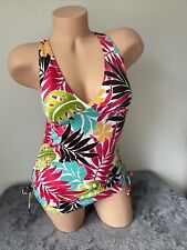 Tankini Top Talla 10 L Traje de Baño Floral Rosa Verde Azulado Marrón Acanalado Tropical Palma segunda mano  Embacar hacia Argentina