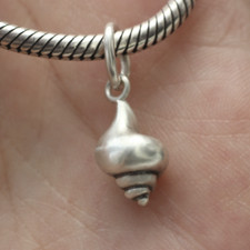 Berloque de roda de caracol marinho Conch 3D prata esterlina 925 real para pulseira vida marinha comprar usado  Enviando para Brazil