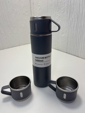 Caneca de viagem garrafa térmica a vácuo de aço inoxidável camada dupla cinza com 2 canecas comprar usado  Enviando para Brazil