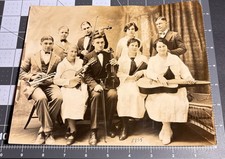 1910s Masculino Feminino BANDA Instrumentos Musicais BANJO VIOLINO Antigo Grande FOTO comprar usado  Enviando para Brazil