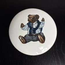 Vintage Anos 90 Wedgwood Ralph Lauren URSO POLO OSSO REDONDO PORCELANA CAIXA DE BUGIGANGAS COM TAMPA, usado comprar usado  Enviando para Brazil