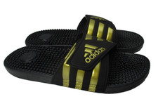 Usado, Sandálias Adidas Adissage Slides Preto/Dourado Metálico Masculino Tamanho 11/Feminino Tamanho 12 comprar usado  Enviando para Brazil