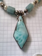 Aquamarin perlenkette larimar gebraucht kaufen  Berlin