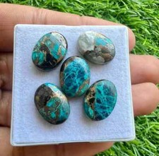 Lote de 5 cabochões ovais de cobre turquesa búfalo branco 10x14mm pedras preciosas soltas, usado comprar usado  Enviando para Brazil