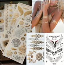 Impermeables Tatuajes Temporales Pegatinas Arte Corporal Dorado Plata Metálico Flash Hágalo Usted Mismo Reino Unido segunda mano  Embacar hacia Mexico